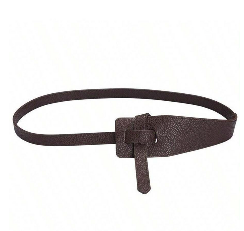 Long Knotted Leather Waist Belt-Coffee-State of Style
