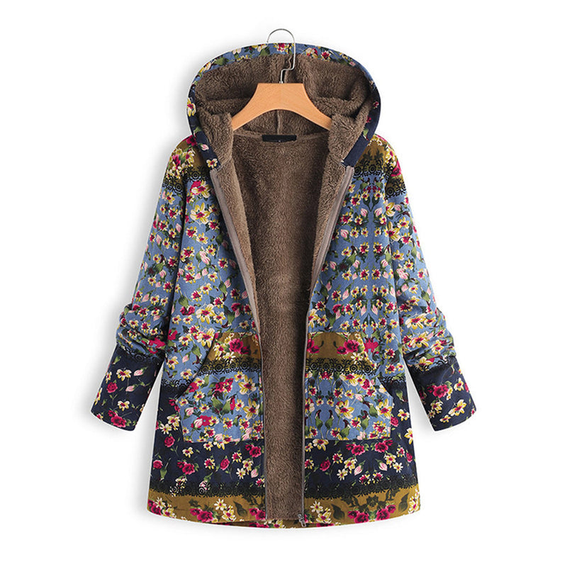 Long Ladies Teddy Coat with Hood - Seraphina-Blue-S-State of Style