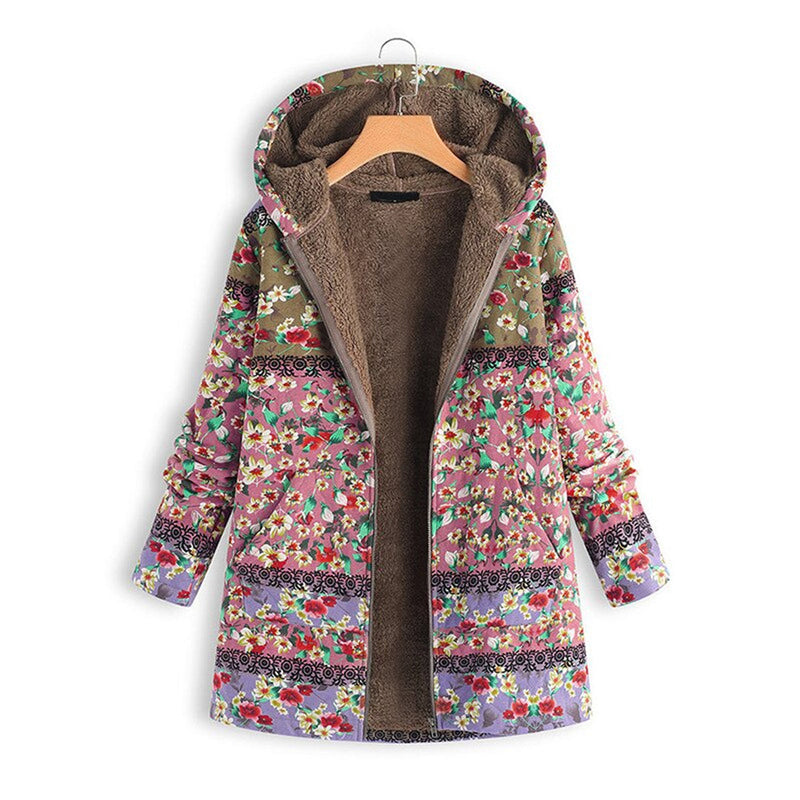 Long Ladies Teddy Coat with Hood - Seraphina-Pink-S-State of Style