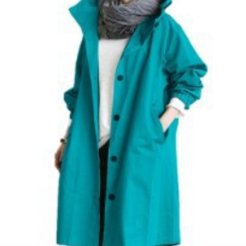 Long Ladies Trench Coat with Hood - Isabelle-Blue-S-State of Style