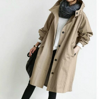 Long Ladies Trench Coat with Hood - Isabelle-Light Brown-M-State of Style