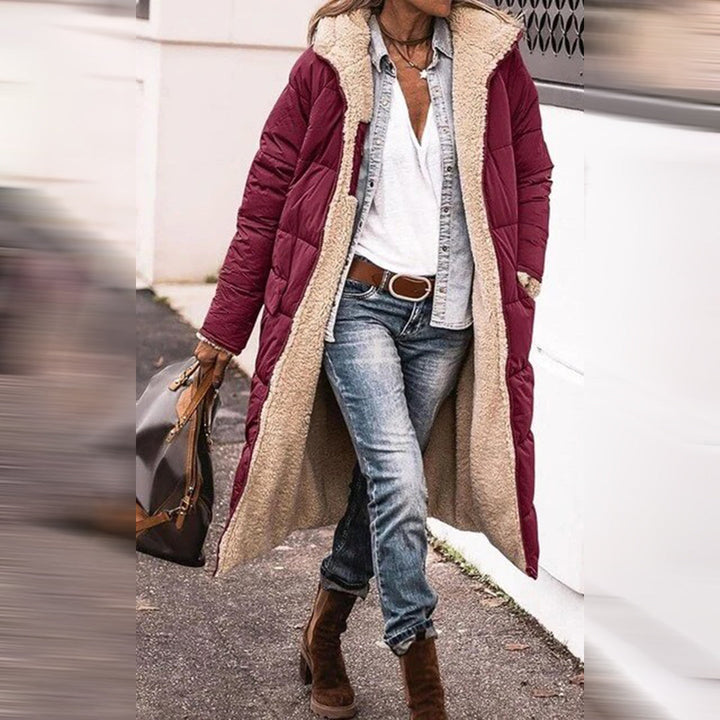 Long Ladies Winter Coat - Nova-Bordeaux red-S-State of Style
