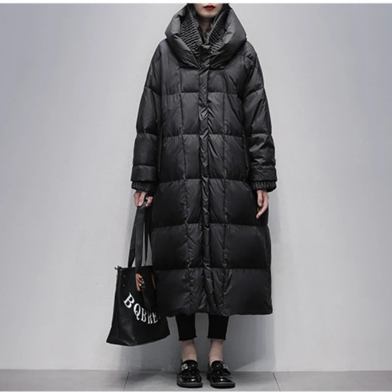 Long Ladies Winter Jacket - Amara-Black-S-State of Style
