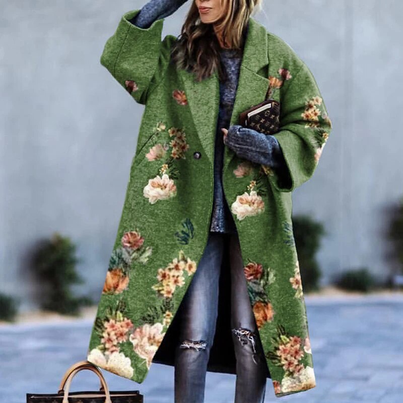 Long Ladies' Winter Trench Coat - Vivienne-Floral-S-State of Style