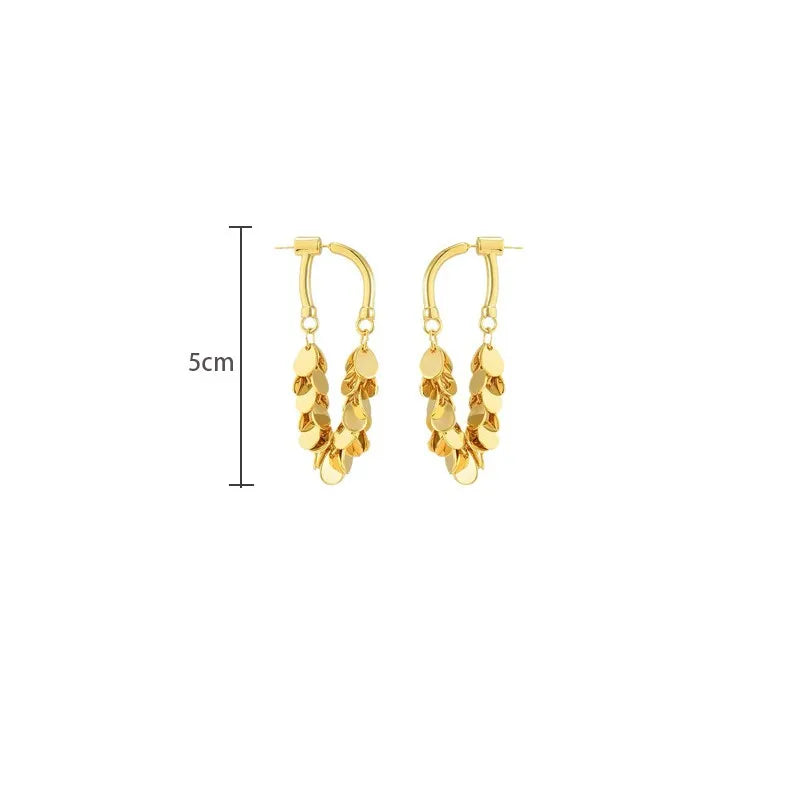 Long Sequin Tassel Earrings-GOLD-State of Style
