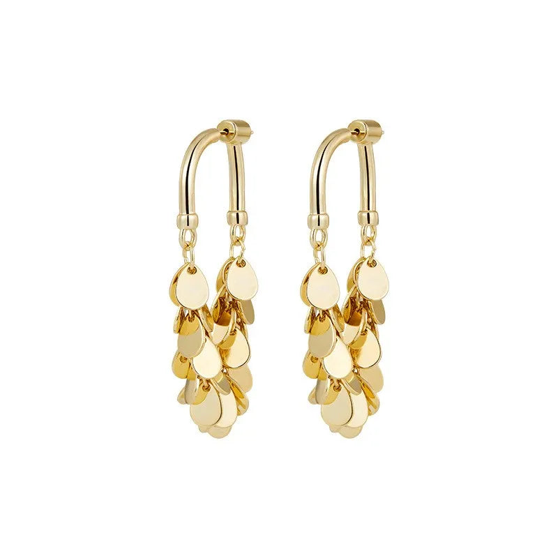Long Sequin Tassel Earrings-GOLD-State of Style