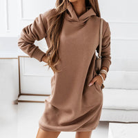 Long Sleeve Hoodie Dress for Women | Stylish & Comfortable-Khaki-S-State of Style