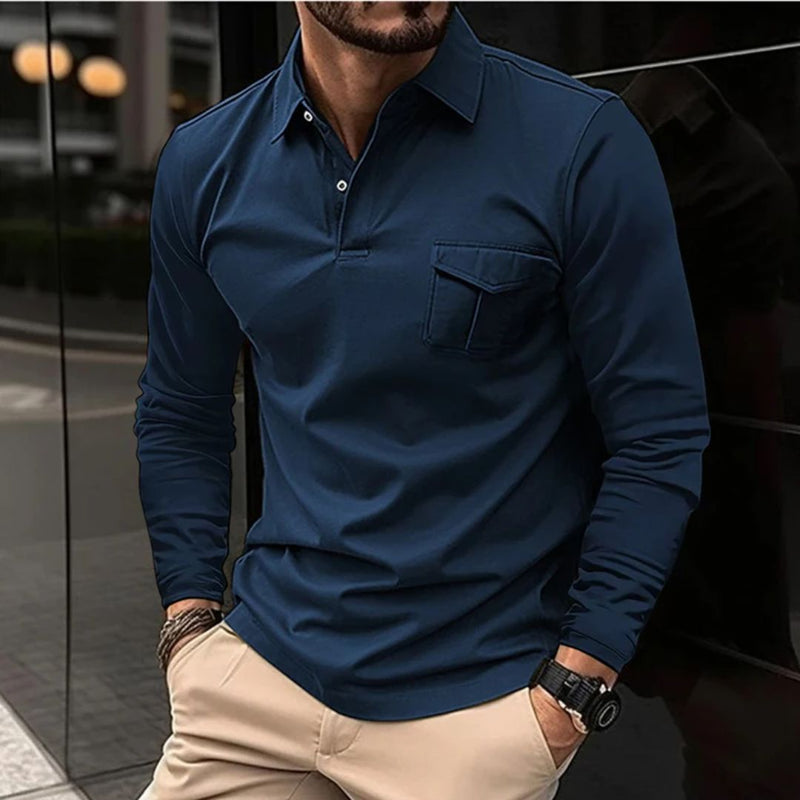 Long-Sleeve Polo Shirt Pablo – Casual & Functional Winter Style-Blue-M-State of Style