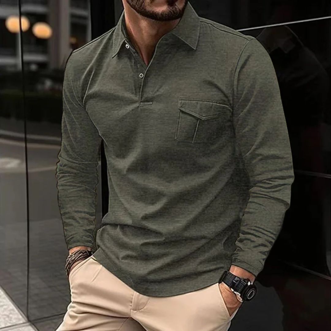 Long-Sleeve Polo Shirt Pablo – Casual & Functional Winter Style-Grey-M-State of Style