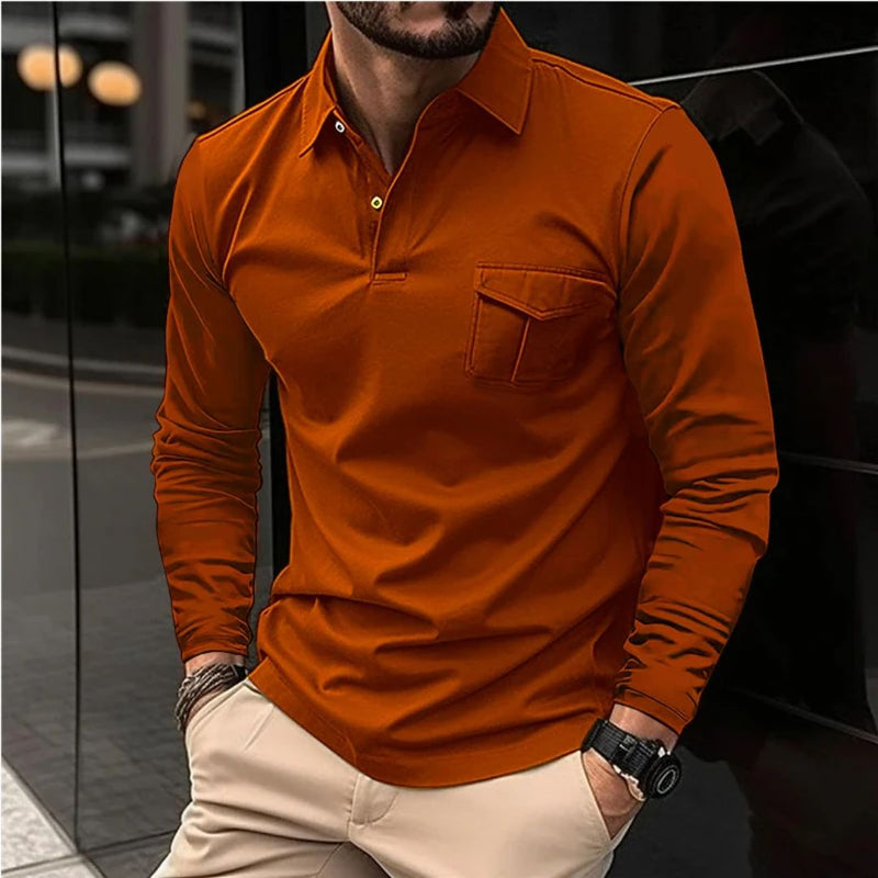 Long-Sleeve Polo Shirt Pablo – Casual & Functional Winter Style-Orange-M-State of Style