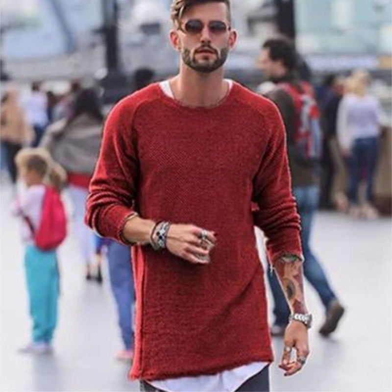 Long Sweater for Men – Stylish & Comfortable Knitwear-Red-S-State of Style