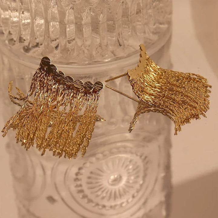 Long Tassel Earrings – Amira-Gold-State of Style