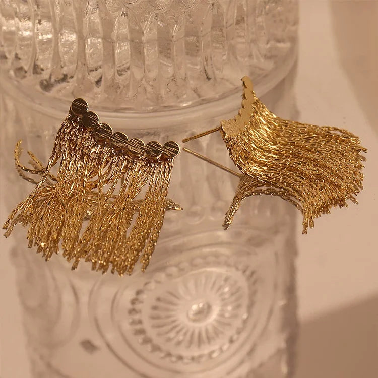 Long Tassel Earrings – Amira-Gold-State of Style