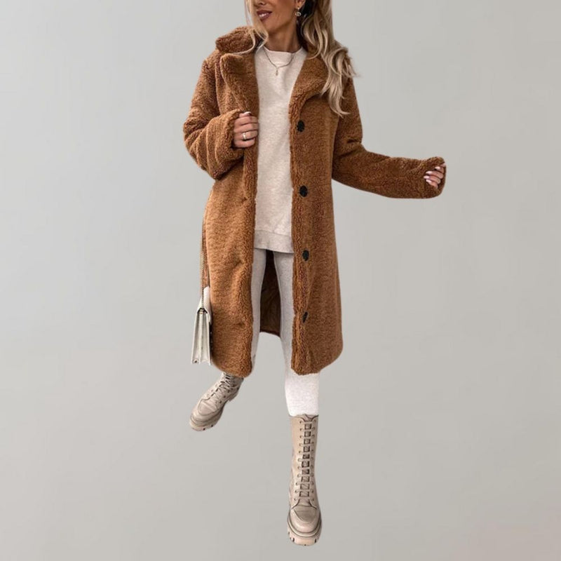 Long Teddy Coat for Women - Elodie-Brown-S-State of Style