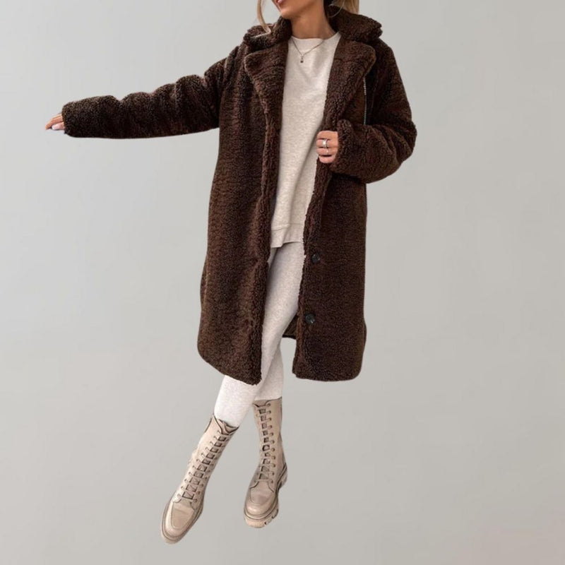 Long Teddy Coat for Women - Elodie-Coffee-S-State of Style