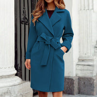 Long Trench Coat Winter Jacket with Button Closure in Bright Colours - Elena-Blue-S-State of Style