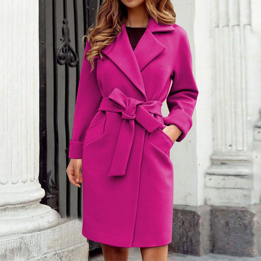 Long Trench Coat Winter Jacket with Button Closure in Bright Colours - Elena-Bright Pink-S-State of Style