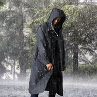 Long Waterproof Men's Rain Jacket with Hood - Titan-Black-L-State of Style