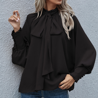Loose Falling Formal Women's Blouse - Mira-Black-XS-State of Style
