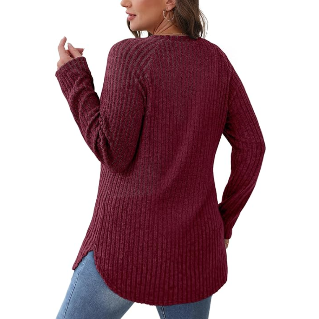 Loose Fit Crew Neck Sweater Tunic - Barbara-Apricot-S-State of Style