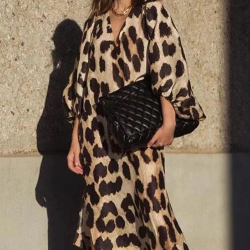 Loose-fit Panther Print Dress - Selena-2XS-State of Style