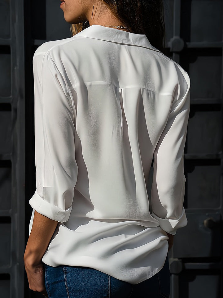 Loose ladies' blouse with button placket – Isabella-Gray-S-State of Style