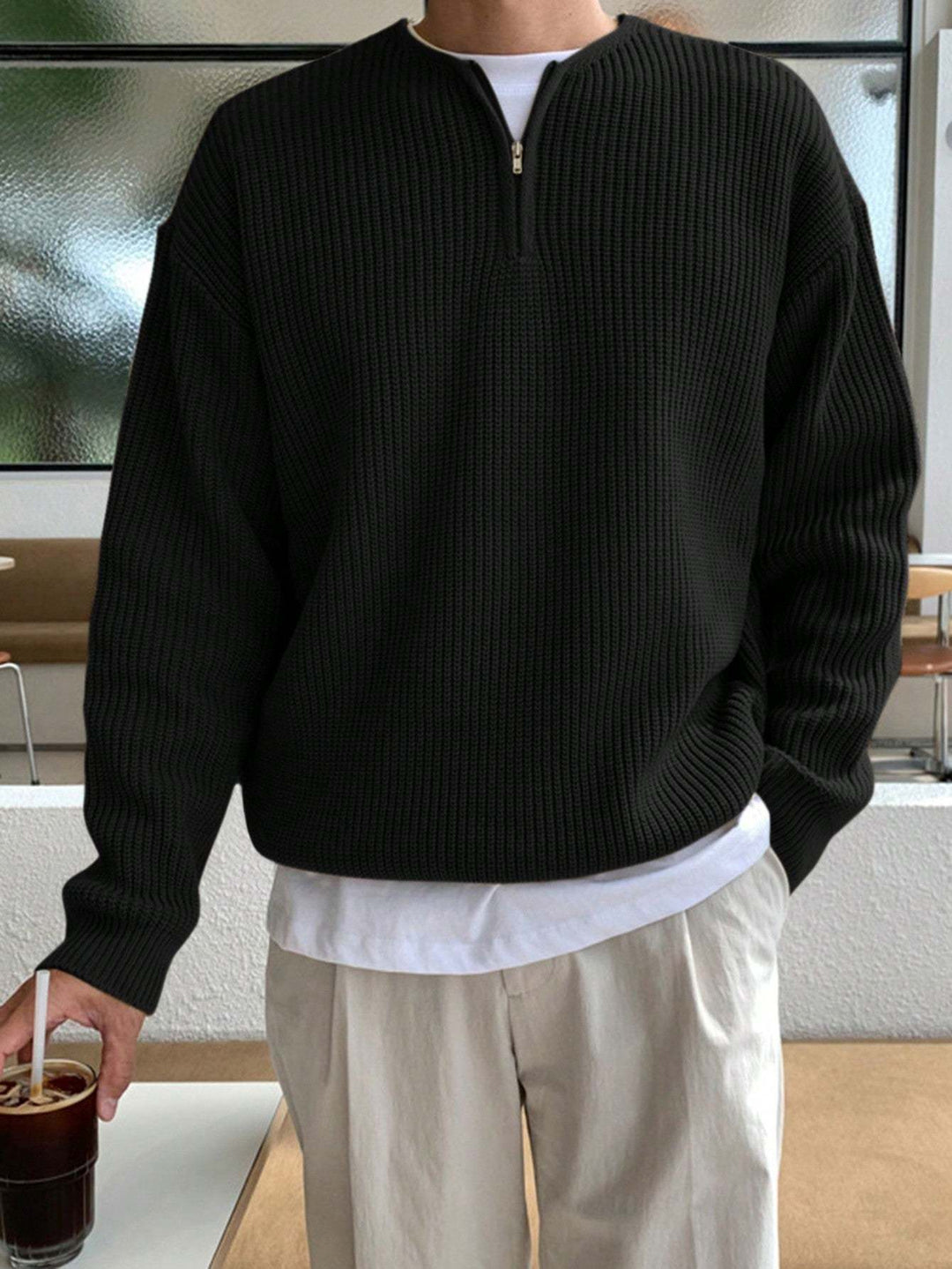 Loose Striped Knitted Sweater for Men - Ronan-Black-XS-State of Style