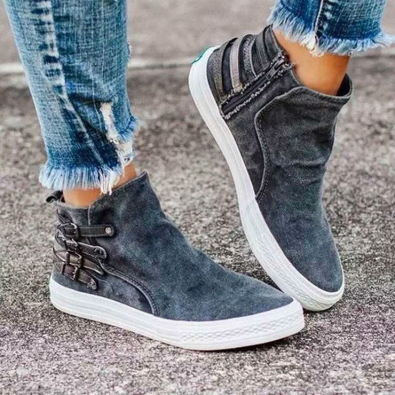 LotjesSneaks | Women's Casual Slip-On Canvas Sneakers-Blue-4.5-State of Style