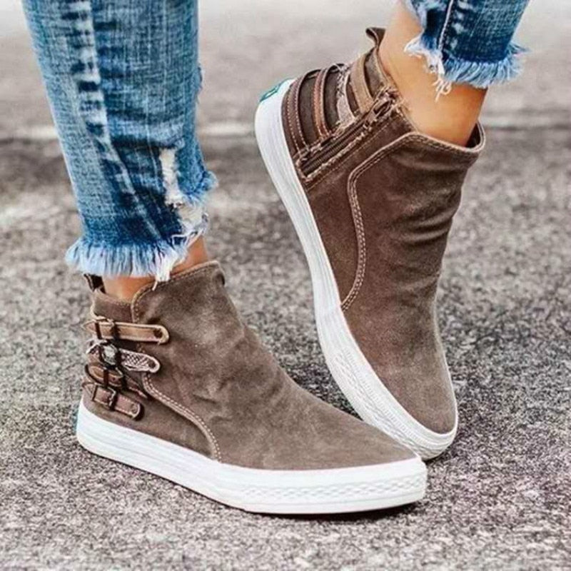 LotjesSneaks | Women's Casual Slip-On Canvas Sneakers-Brown-4.5-State of Style