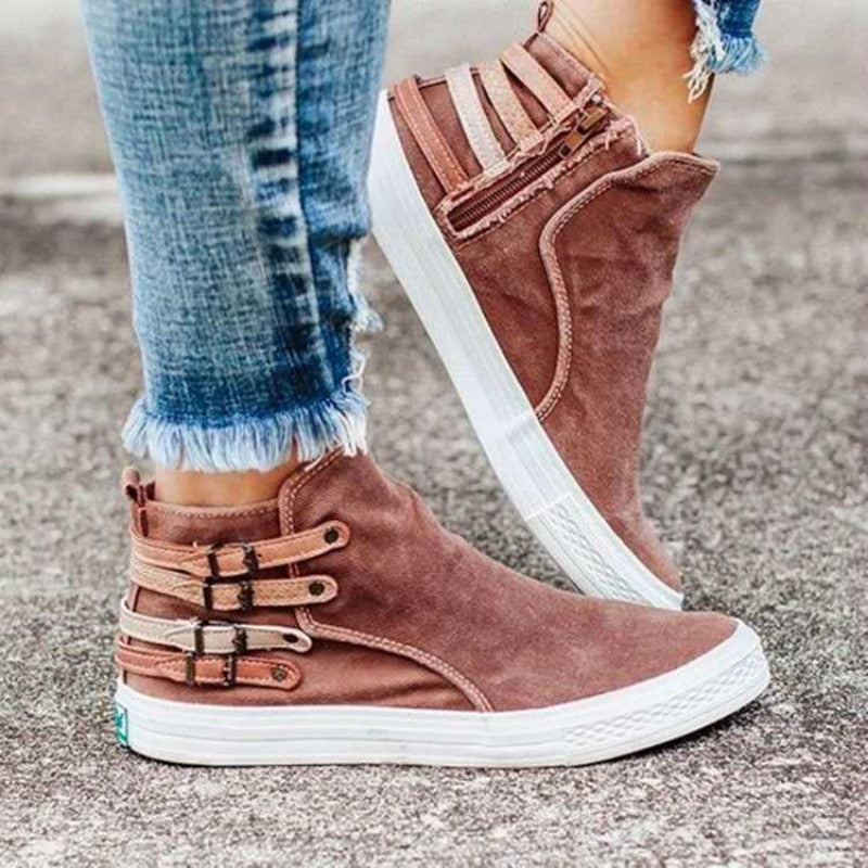 LotjesSneaks | Women's Casual Slip-On Canvas Sneakers-Pink-4.5-State of Style