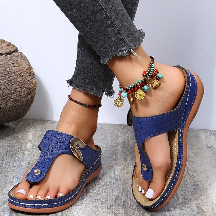 Lotte - Orthopedische Elegante Grijze Sandalen-Blauw-34-State of Style