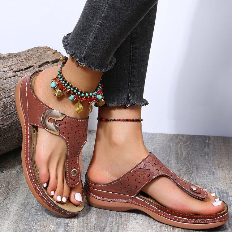 Lotte - Orthopedische Elegante Grijze Sandalen-Rood-34-State of Style