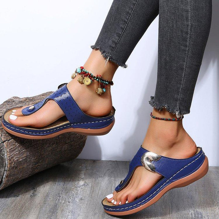 Lotte - Orthopedische Elegante Grijze Sandalen-Rood-34-State of Style