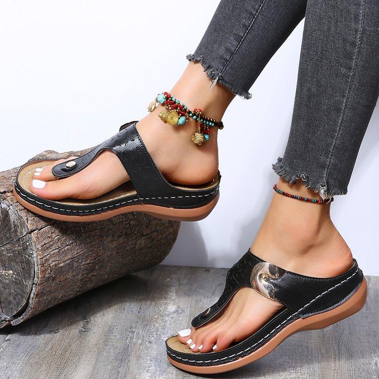 Lotte - Orthopedische Elegante Grijze Sandalen-Zwart-34-State of Style