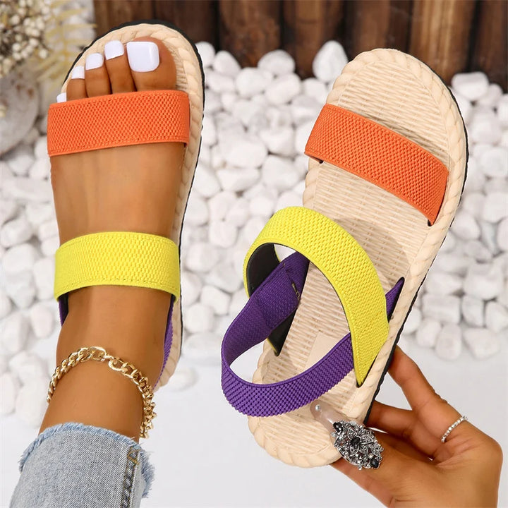 Lotte - Orthopedische Kleurrijke Bandjes Sandalen-Beige-36-State of Style