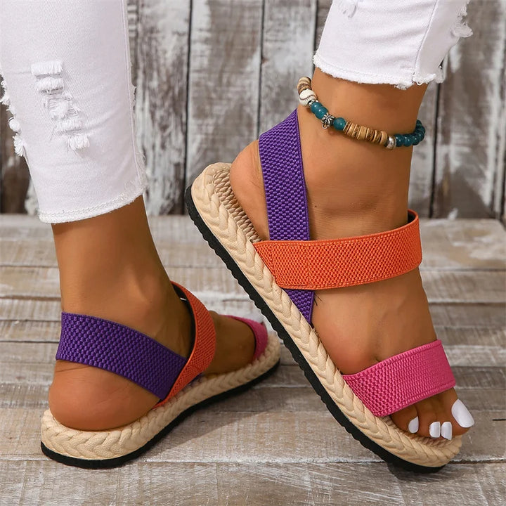 Lotte - Orthopedische Kleurrijke Bandjes Sandalen-Beige-36-State of Style