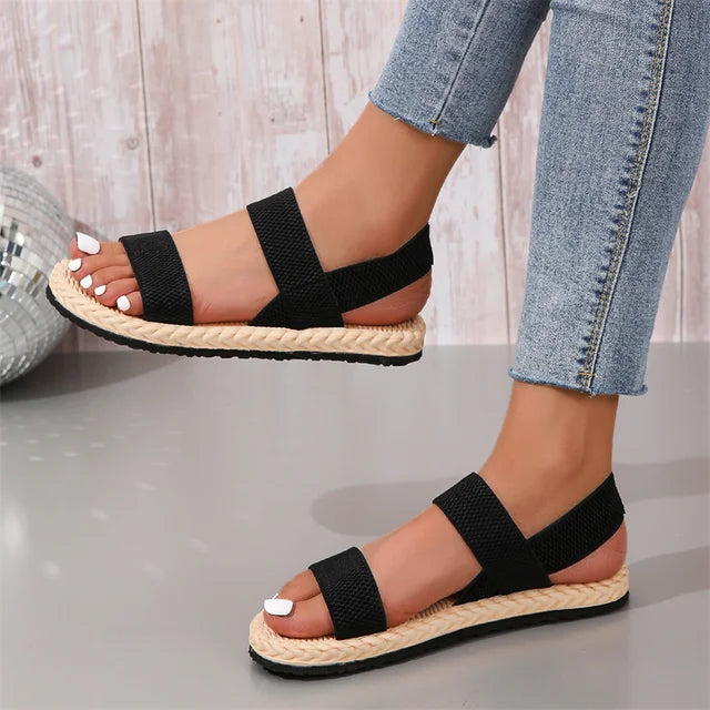 Lotte - Orthopedische Kleurrijke Bandjes Sandalen-Zwart-36-State of Style