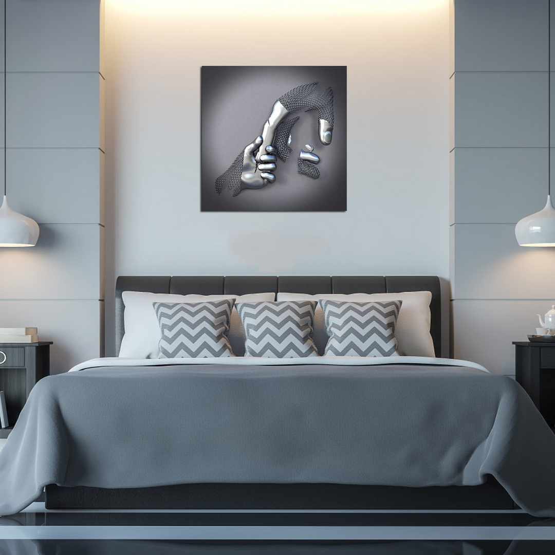 Love Canvas with Metal Figure - AmorArte-Silver grey (No frame)-Loving heart-30 cm x 40 cm-State of Style