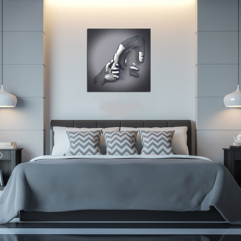 Love Canvas with Metal Figure - AmorArte-Silver grey (No frame)-Loving heart-30 cm x 40 cm-State of Style