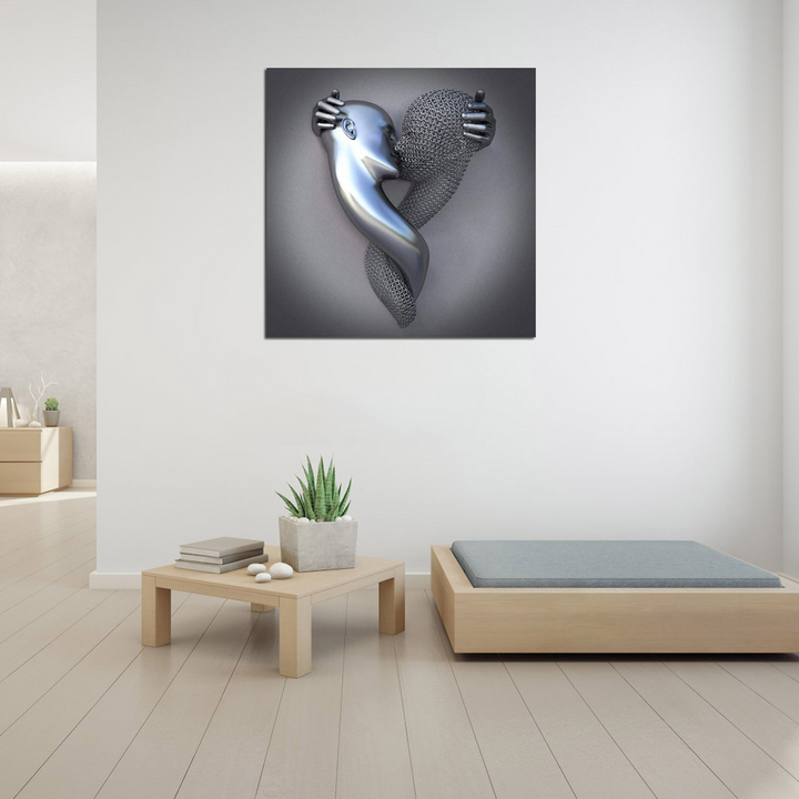 Love Canvas with Metal Figure - AmorArte-Silver grey (No frame)-Loving heart-30 cm x 40 cm-State of Style