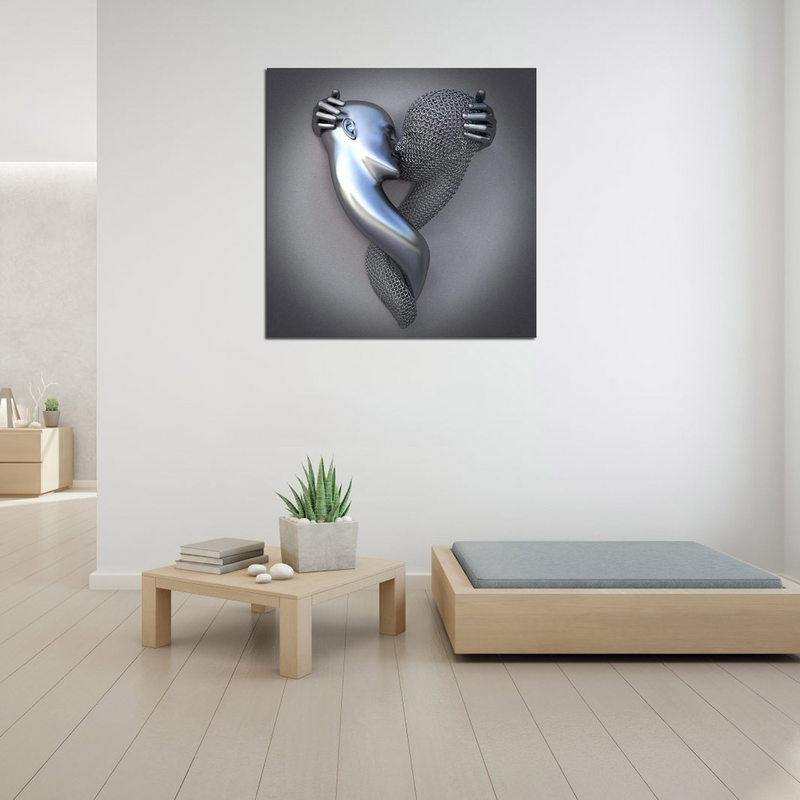 Love Canvas with Metal Figure - AmorArte-Silver grey (No frame)-Loving heart-30 cm x 40 cm-State of Style