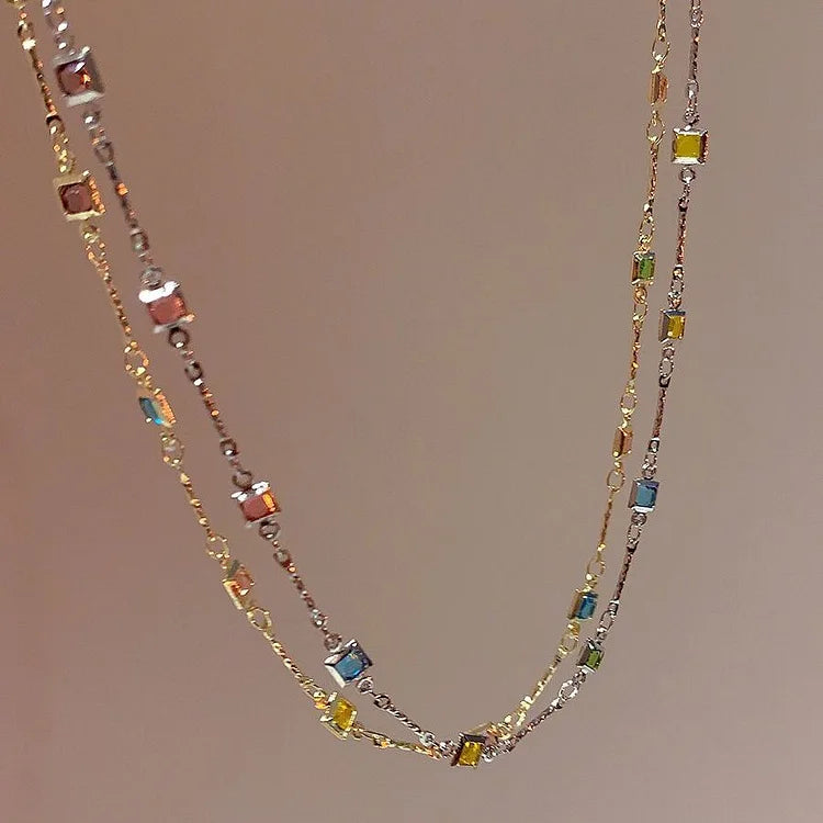Lovely Gold/Silver Necklace with Colourful Stones - Ivy-Gold-State of Style