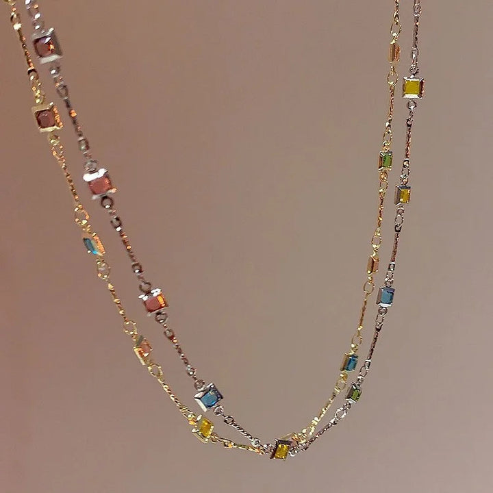 Lovely Gold/Silver Necklace with Colourful Stones - Ivy-Gold-State of Style