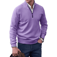 Lucas Luxe Cashmere Zip Men's Jumper-Purple-XS-State of Style