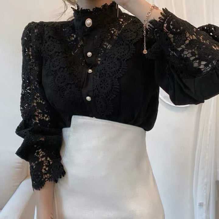 Lucy Lace Blouse | Classic, Elegant & Timeless Wardrobe Essential-Black-S-State of Style