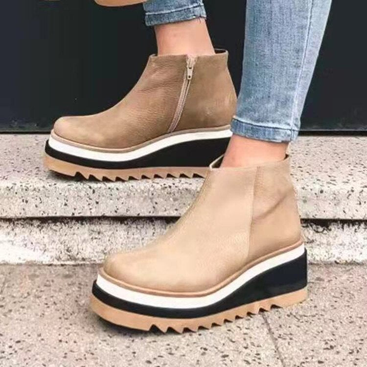LucySneaks | Women's Leather Sneakers with Arch Support-Beige-4.5-State of Style