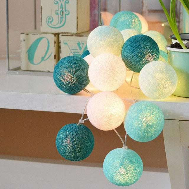 LumiBall - Fun Cotton Light-Up Ball String Lights-Sky Blue-1.5 metres 10 lights-USB-State of Style