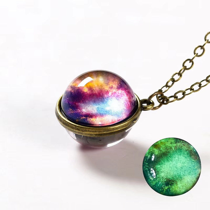 Luminous Glass Orb Pendant Necklace with Stainless Steel Chain-Rainbow-State of Style
