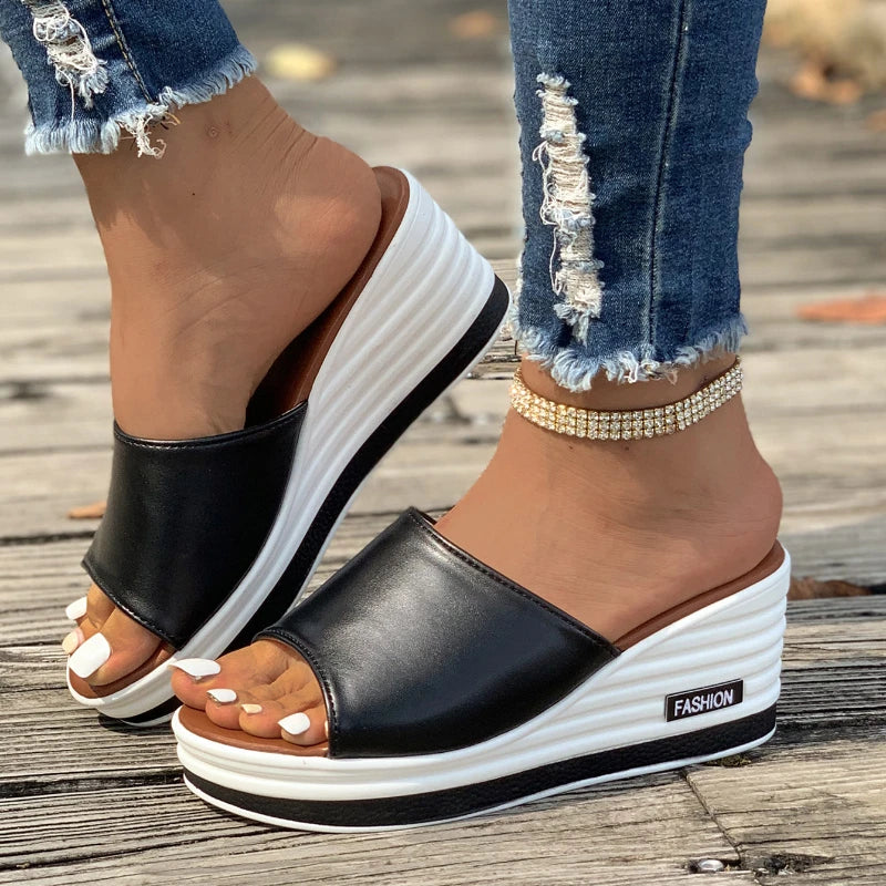 Luna - Orthopedische Elegante Zwarte Wedges-Wit-35-State of Style