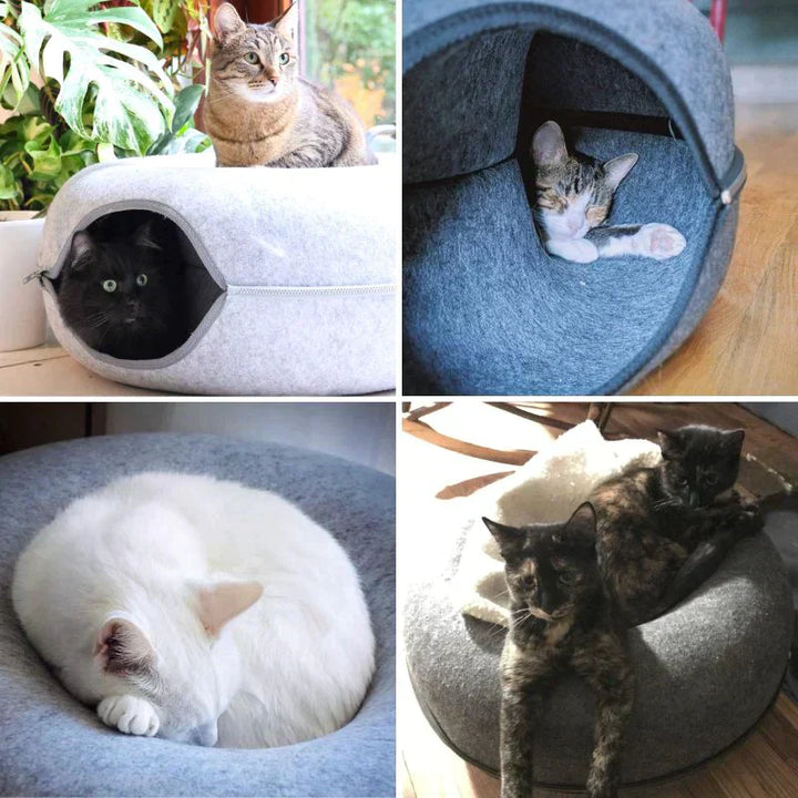 Luxe Cat Bed and Playhouse - WhiskerNest-Black-State of Style